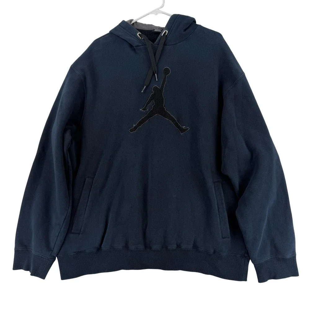 Air Jordan Hoodie Mens XL Black Pullover Fleece Chenille Jumpman Nike Sweatshirt